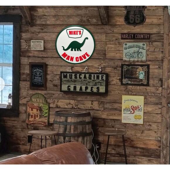 Custom Sinclair Dinosaur Man Cave Sign Personalized Name 11.5”  Gift for a man - Picture 4 of 10